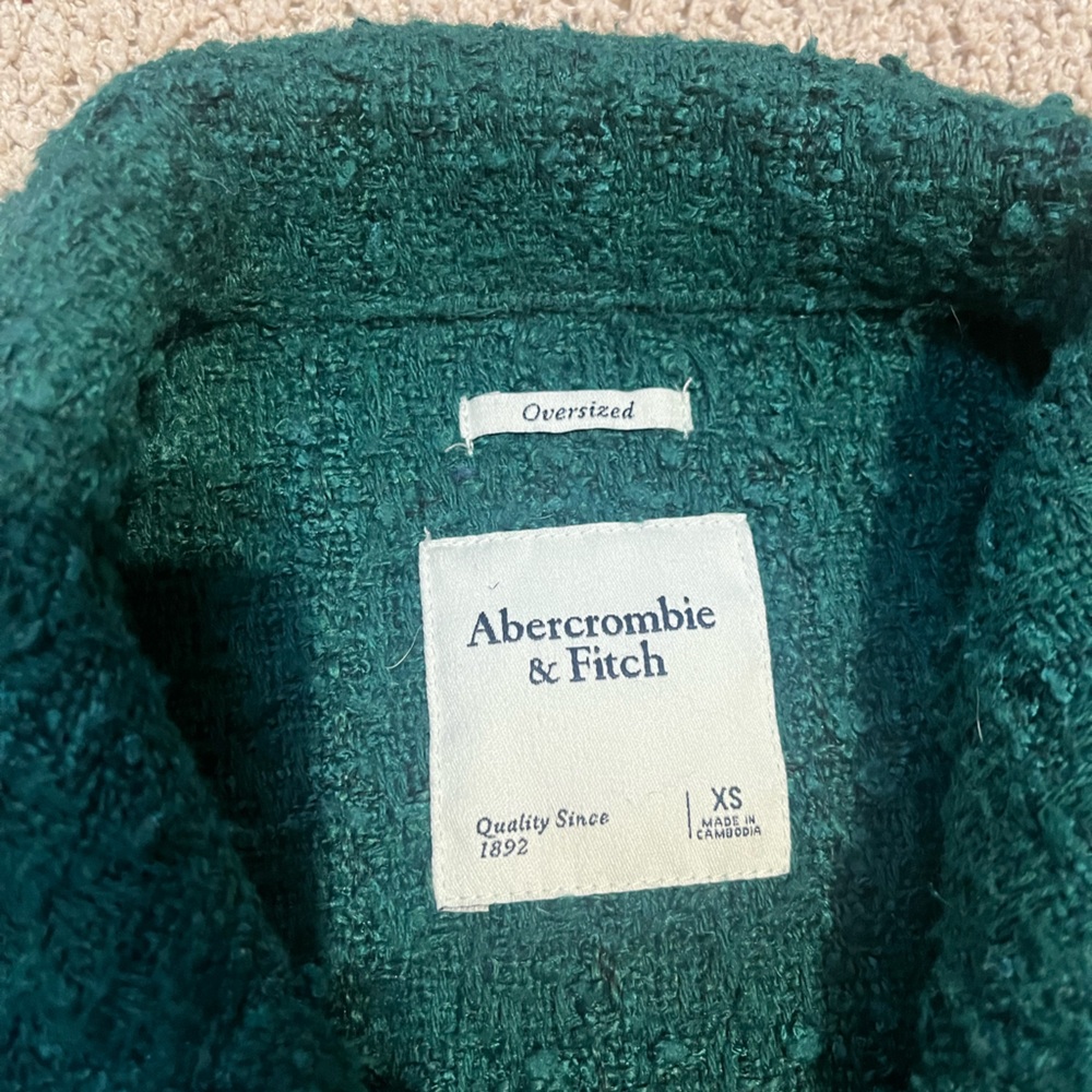 Abercrombie & Fitch XS Oversized Emerald Textured Sweater Button Front - Picture 2 of 8